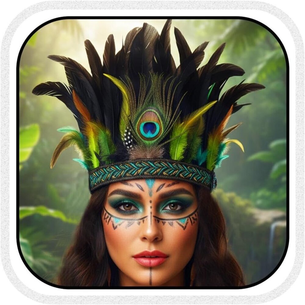 Peacock Feather Headband Black Green Carnival Headdress Women Costume